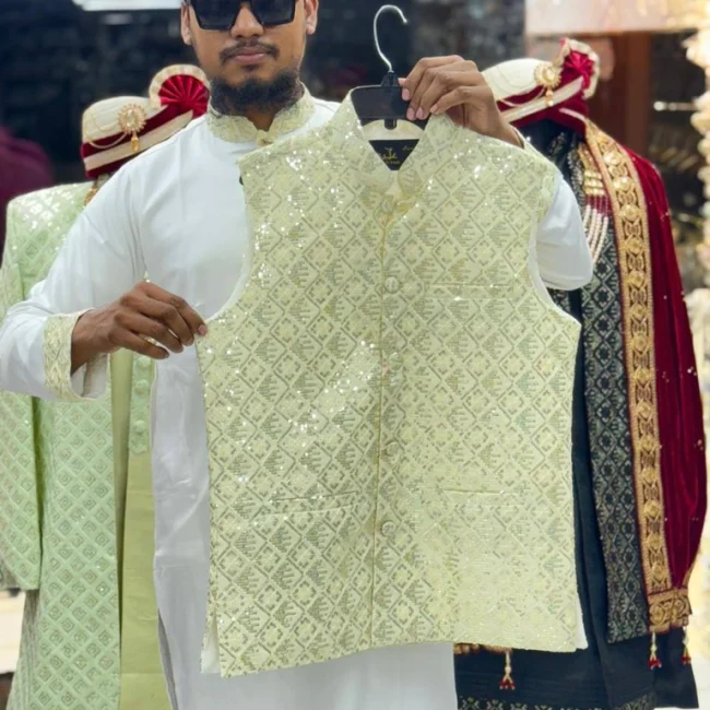 Premium Rewan Sequence Koti~Panjabi Set(3 Color)